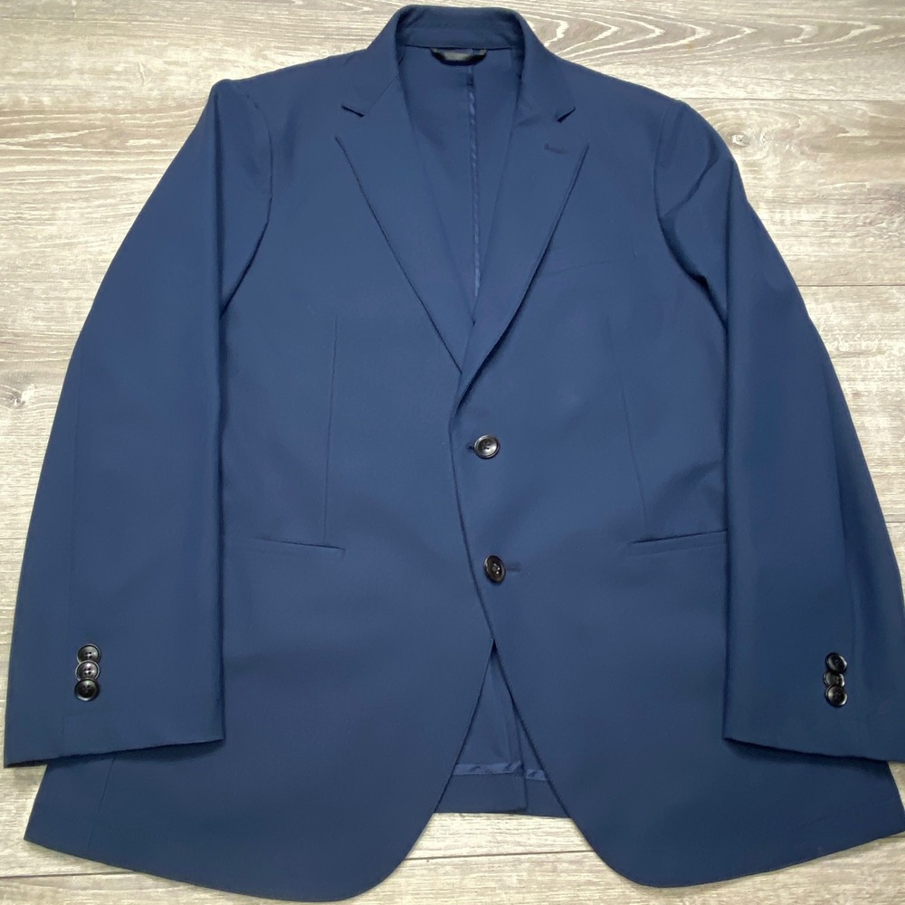 Sene‎ Blazer Mens 40R Navy Blue Performance Stretch Two Button Sport Coat